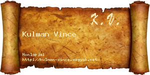 Kulman Vince névjegykártya